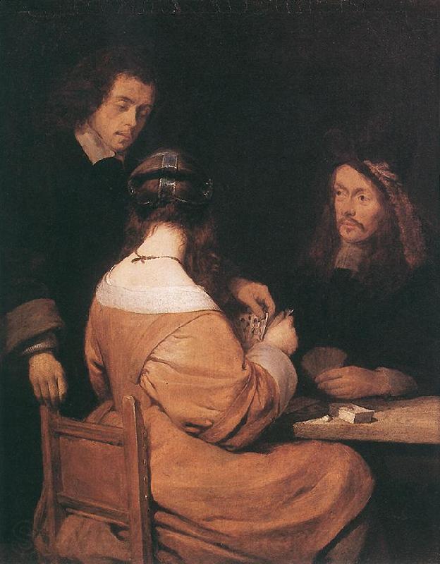 TERBORCH, Gerard Card-Players awr Spain oil painting art